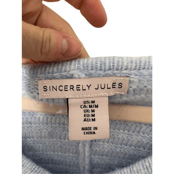 Sincerely Jules Cropped Periwinkle Waffle Knit Women's Sweater Soft Girl SZ M - Picture 2 of 5